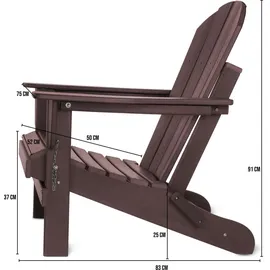 ASPERO Gartenstuhl Adirondack 75 x 75 x 83 cm grau/rot