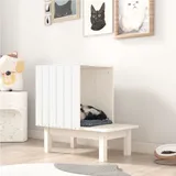 Ankonbej Katzenhaus Weiß 60x36x60 cm Massivholz Kiefer