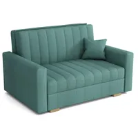 MEBLE-LUX - Sofa mit Schlaffunktion Zanzibar I Sofa 2 Sitzer 133 cm Breit I Schlafsofa mit Bettkasten I Couch mit Schlaffunktion Klein I Mint