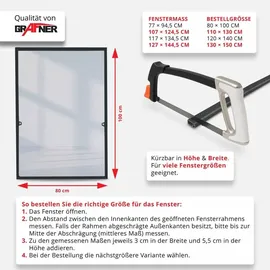 Grafner Insektenschutz Fenster 80 x 100 cm Anthrazit