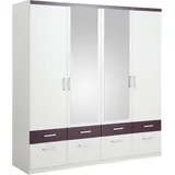 Priess Drehtürenschrank 140 x 193 x 56 cm Lila/Weiß