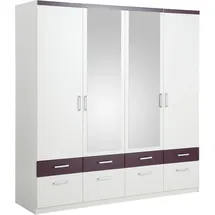 Priess Drehtürenschrank 140 x 193 x 56 cm Lila/Weiß