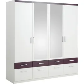 Priess Drehtürenschrank 140 x 193 x 56 cm Lila/Weiß