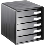 Rotho Timeless Schubladenbox / Bürobox mit 5 Schüben, Kunststoff (PS) BPA-frei, anthrazit, (34.5 x 29.0 x 32.0 cm)