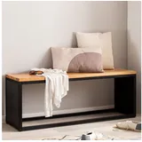 FineBuy Massivholz Sitzbank 120 cm Akazie - Design Bank - Garderobenbank - Bettbank