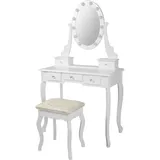 ML-Design Schminktisch mit Hocker 80x129x40 cm Weiß Aus Mdf