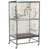 Montana Cages Vogelkäfig Paradiso 90 Vogelkäfig für kleine Vogelarten wie Sittiche und ähnliche, (BxTxH): ca. 91 x 70 x 160cm, Zink- und Schwermetall-frei, Ungiftig grau