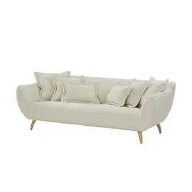LIV'IN Sofa 3-Sitzer LIVIN PATRAS (BHT 235x80x108 cm) - - Holzfüße - mit Kissen