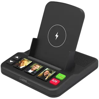 Callstel Senioren-Freisprecheinrichtung mit 3 Kurzwahl-Foto-Tasten, Notruf, Qi