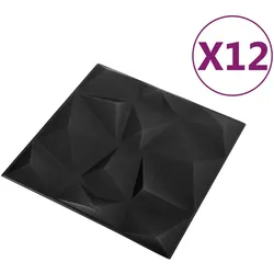 vidaXL 3D-Wandpaneele 12 Stk. 50x50 cm Diamant Schwarz 3 m2
