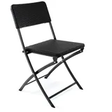 VCM Klappstuhl schwarz in Rattan-Optik