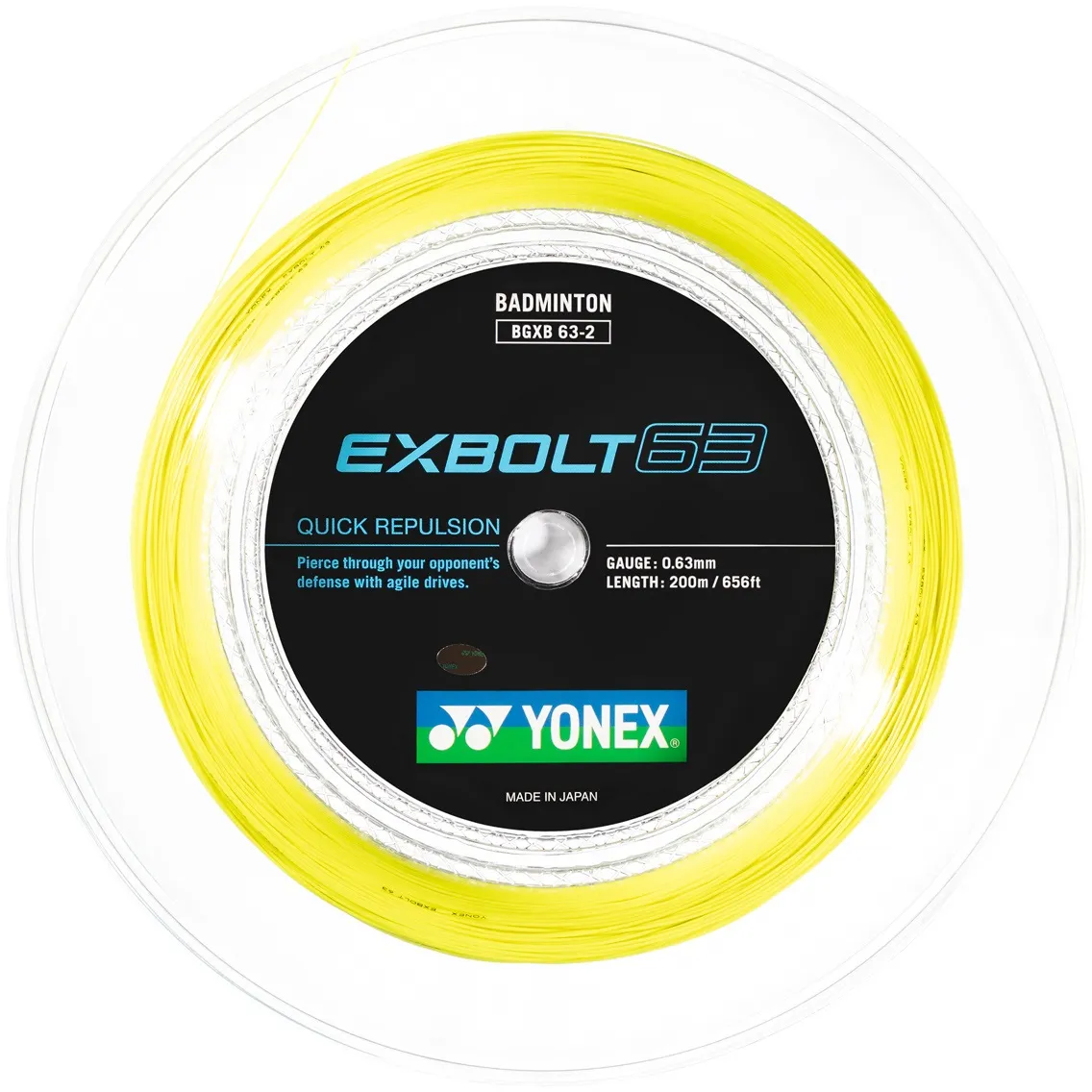 Yonex Badmintonsaite Exbolt 63 (Kontrolle) gelb 200m Rolle