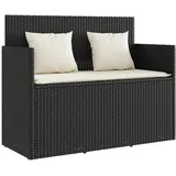 vidaXL Gartenbank mit Kissen Schwarz Poly Rattan