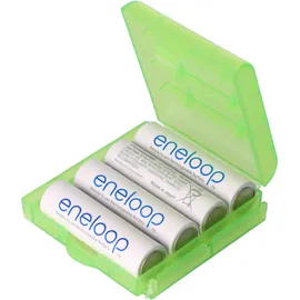 AccuCell Aufbewahrungsbox für 4x AA Mignon oder 4x 14500 Akkus, max. Batterielänge 50,6mm, grün