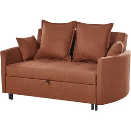Beliani Schlafsofa Stoff 2-Sitzer Braun