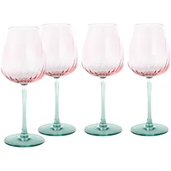 Weinglas CREATABLE "Swirly Spring, Weingläser-Set, 4-tlg.", bunt, H:23cm Ø:9cm, Glas, Trinkgefäße, Rillen Relief, Modern, Sommerlich, Leicht