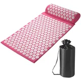 Emdmaltrix Akupressurmatten-Set | Massagematte & Kissen inkl |zur Wohltuenden Entspannung und Massage,Entspannungsmatte gegen Nacken und Rückenschmerzen(Pink)