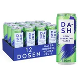 DASH WATER Lime - 12 x Sprudelwasser mit Zitronengeschmack - KEIN Zucker, KEIN Süßstoff, KEINE Kalorien - Angereichert mit krummen Früchten (12 x 330ml Dosen)