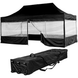 INSTENT Faltpavillon Pro 3x6 m Aluminium Pavillon Partyzelt, mit Seitenteilen u. Trolley. wasserabweisend, UV-Schutz 50+, Farbwahl schwarz