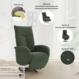 sit&more TV-Sessel Glendale Polyester 75 x 112 x 82 cm Grün mit Aufstehhilfe, 2 Motoren und Akku