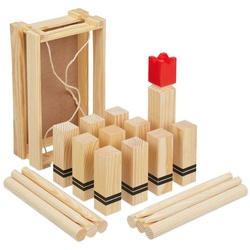 relaxdays Spielzeug-Gartenset Wikingerspiel Holz braun|rot|schwarz
