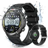 Smartwatch Damen Herren,Smartwatch mit Telefonfunktion,1.52" HD Fitness tracker uhren Pulsmesser Schrittzähler Aktivitätstracker Kompass,IP68-Sch... - Schwarz