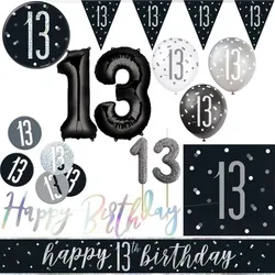 13. Geburtstag Deko schwarz silber Party Dekoration Set Junge Geburtstagsdeko