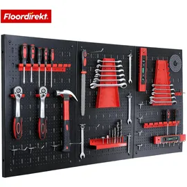 Floordirekt Lochwand Metall 120 × 60 cm Schwarz/Rot