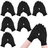 LXUEJIE 6 Paar Baumwollhandschuhe Schwarz, Dünne Handschuhe Stoffhandschuhe Wiederverwendbare Handschuhe Weiche Textilhandschuhe für Täglichen Gebrauch und Nächtliche Pflege