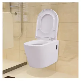 vidaXL Wandmontierte Toilette mit WC-Sitz Weiß