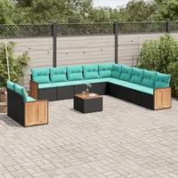 vidaXL 12-teiliges Gartensofa-Set mit Kissen schwarz