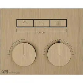GESSI HI-FI, Unterputz-Thermostat mit Tasten-Bedienung, 3 separate Ausgänge, 63006726, Farbe: Warm Bronze gebürstet PVD