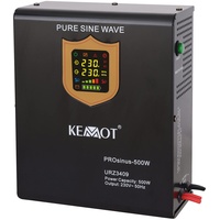 Notstromversorgung KEMOT PROsinus-800 URZ3409 Wechselrichter Reiner Sinus Ladefunktion 12V 230V 800VA/500W, schwarz