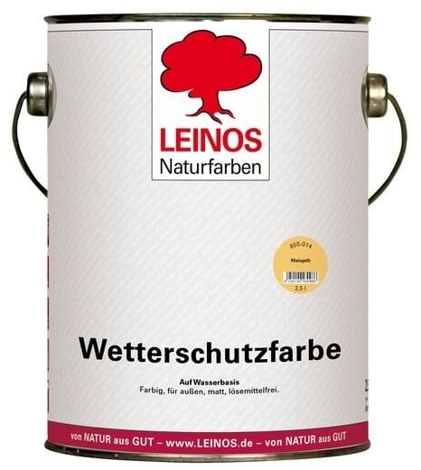 Leinos Wetterschutzfarbe auf Wasserbasis 855 Maisgelb - 2,5 l Kanister