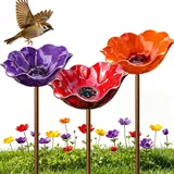 3 Stück Vogeltränke Blume, Metall Blumen Gartenstecker Vogeltränke, Dekorative Insektentränke Garten, Blumentränke für Vögel, Bienen, Schmetterlinge, Insekten (3 Stück-G)