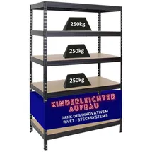 Proregal Schwerlastregal Stahl 180x120x60 cm schwarz