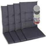 GO-DE Textil Bequeme und attraktive Polsterauflagen für Hochlehner-Gartenstühle (4er-Set, Uni anthrazit, Hochlehner)