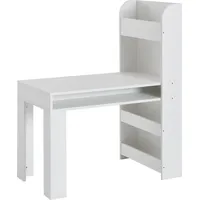 FineBuy Kinderschreibtisch FineBuy Weiß 90x50x110 cm Schülerschreibtisch Tisch mit Regal