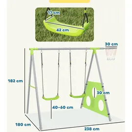 aiyaplay Schaukelgestell 3 in 1 mit Schaukel und Basketballkorb Grün