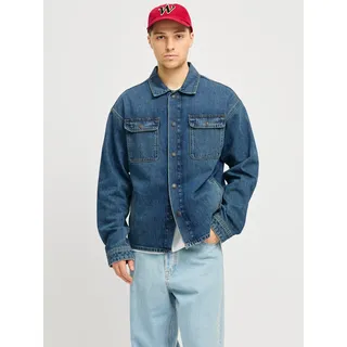 Jeanshemd JACK & JONES "JJICHASE JJOVERSHIRT MF 903 SN", Herren, Gr. M, N-Gr, blau denim pack:tinted, Denim/Jeans, Obermaterial: 100% Baumwolle, unifarben, casual, relaxed fit normal, Langarm, Hemden