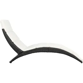 vidaXL Sonnenliege 162 x 64 x 86 cm schwarz/cremeweiß inkl. Auflage klappbar