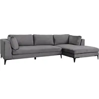 riess-ambiente Zeitloses Ecksofa SIGNUM 315cm grau Samt Ottomane rechts Bigsofa XXL-Couch - Grau