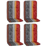 beo Gartenmöbel-Auflage Elmira  (Hochlehner, 4 Stk., L x B x H: 114 x 47 x 5 cm, Baumwolle, Polyester, Rot/Orange/Grau)