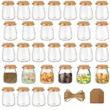 Belle Vous 30er Pack Vorratsgläser mit Deckel Korkdeckel, Etikettenanhänger & Schnur Keksglas mit Deckel 210ml - Luftdichte Vorratsdosen Glas mit Deckel & Etiketten für Hochzeit Party, Gewürzgläser