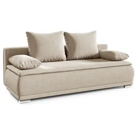 werk2 Schlafsofa WERK2 "Biggi komfortabel & elegant, Schlaffunktion, Bettkasten, Breite 206 cm", beige, B:206cm H:88cm T:91cm, 100% Polyester, Sofas, Schlafsofa, inkl. losen Kissen, Struktur fein, weich BREEZE, Beige