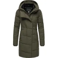 Ragwear Wintermantel Pavla Coat stylischer Damen Steppmantel in Woll-Optik grün M (38)