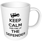 Top Banana Gifts Keramik-Fototasse mit Aufschrift "Keep Calm and Fire Up The Defender"