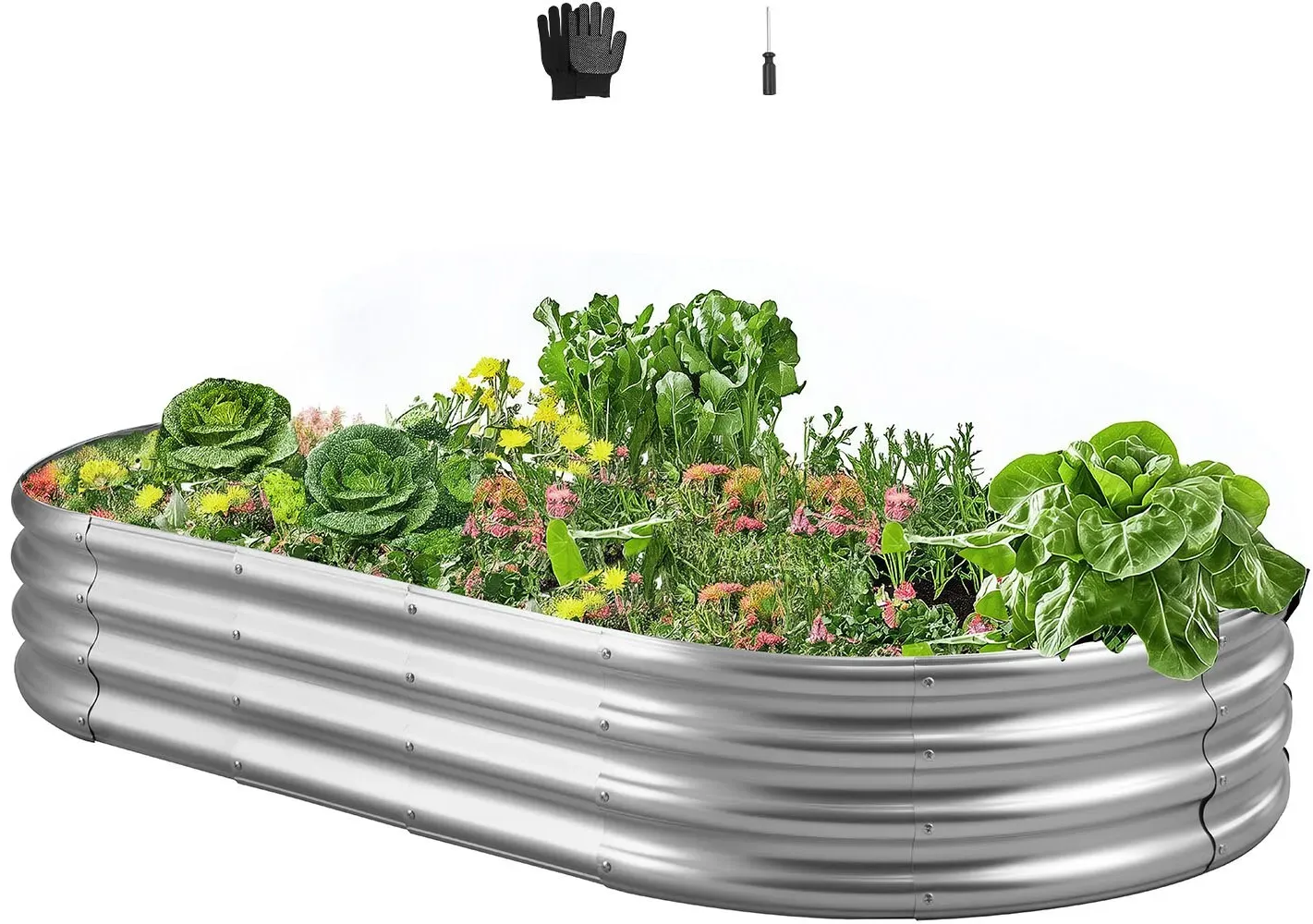 VEVOR Hochbeet Metall 1800x900x290 mm, Pflanzbeet, Gemüsebeet, Pflanzkasten mit offenem Boden & abgerundeten Kanten, Blumenbeet, Kräuterbeet, ideal für Gemüse, Blumen, Kräuter & Sukkulenten, Oval