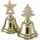 CasaJame Metall Tischglocke 2er Set, Gold, Aluminium, Stern & Weihnachtsbaum, H11cm D7cm, Glänzende Dekorative Glocken für Weihnachten
