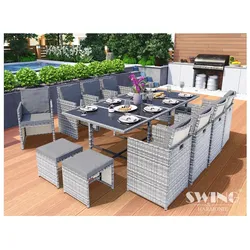 Swing&Harmonie Vegas Polyrattan Sitzgruppe Esstisch Lounge Gartenmöbel Essgruppe Sitzgarnitur Set - versch. Ausführungen